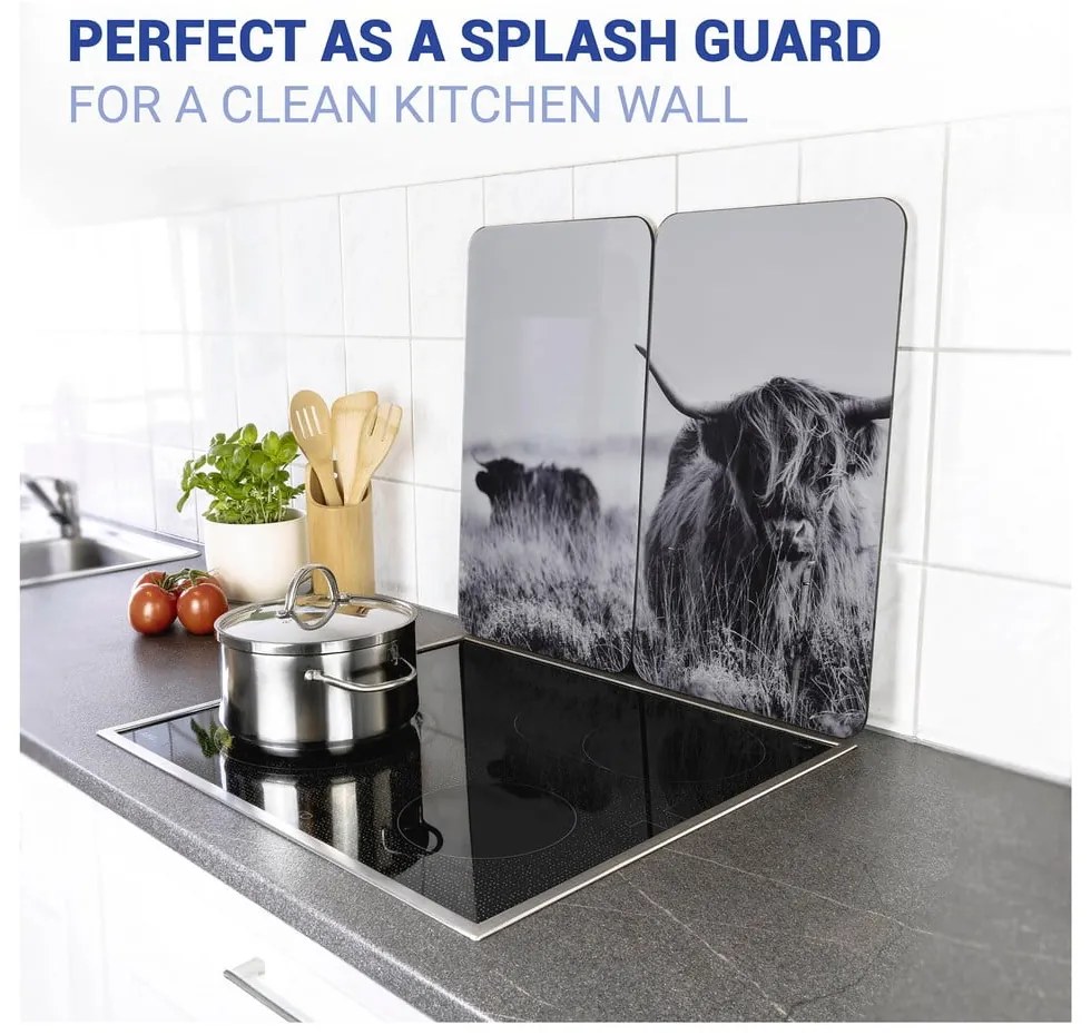 Edzett üveg tűzhely fedőlap szett 2 db-os 30x52 cm Universal Highland Cattle – Wenko