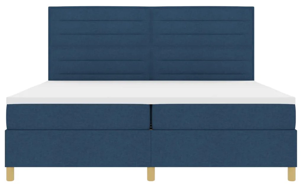 Box Spring Ágy Matrac Kék 200x200 cm Szövet