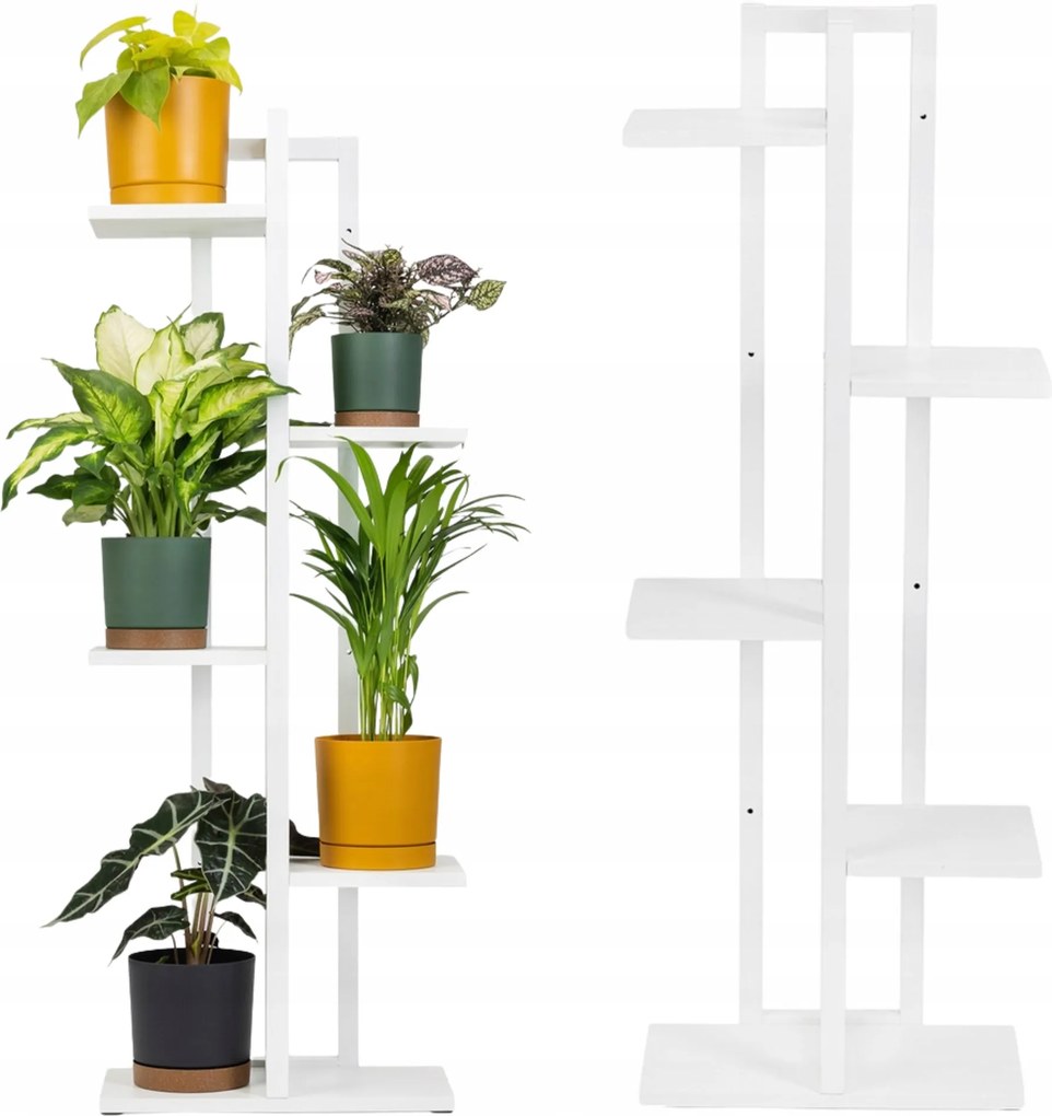 Univerzális álló virágágyás Virágtartó Állvány fém 5szintes 112,5 cm Fehér