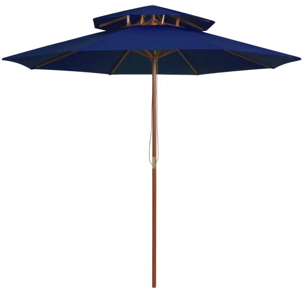 kék kétszintes napernyő farúddal 270 cm