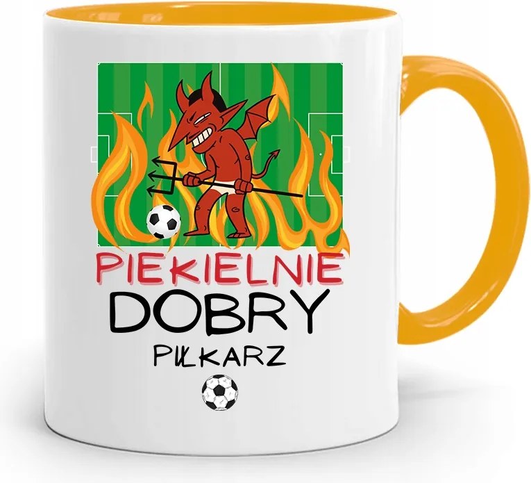 Sárga Bögre Labdarúgónak Pokolian Jó Labdarúgó nyomtatott fotóval