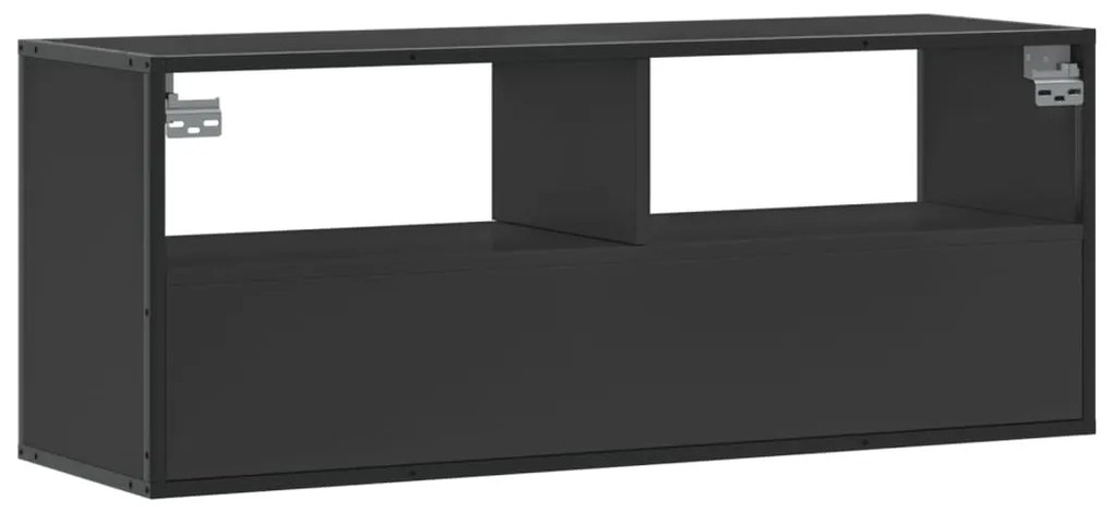 fekete szerelt fa és fém TV-szekrény 100x31x39,5 cm