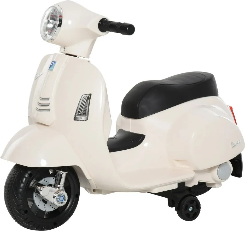 HOMCOM Elektromos gyerekmotor vespa, LED fénnyel, hanggal, 18-36 hónapos korú, fehér