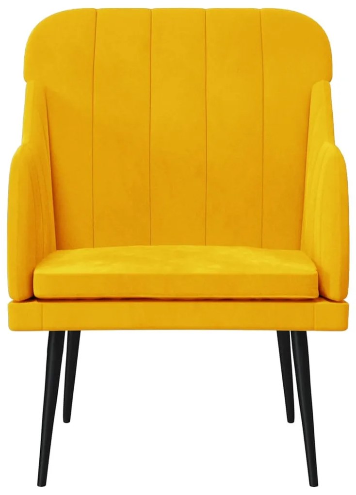 Sárga bársonyfotel 63 x 76 x 80 cm