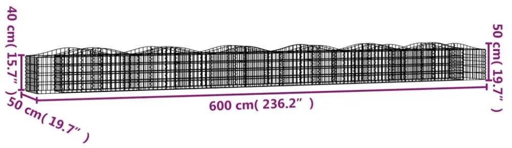 íves horganyzott vas gabion magaságyás 600x50x50 cm