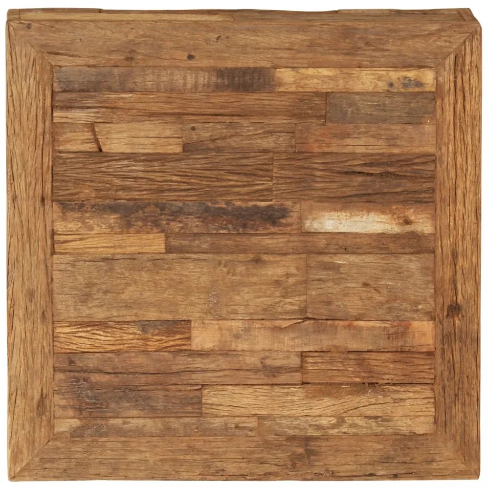Újrahasznosított, tömör vasúti talpfa dohányzóasztal 70x70x30cm