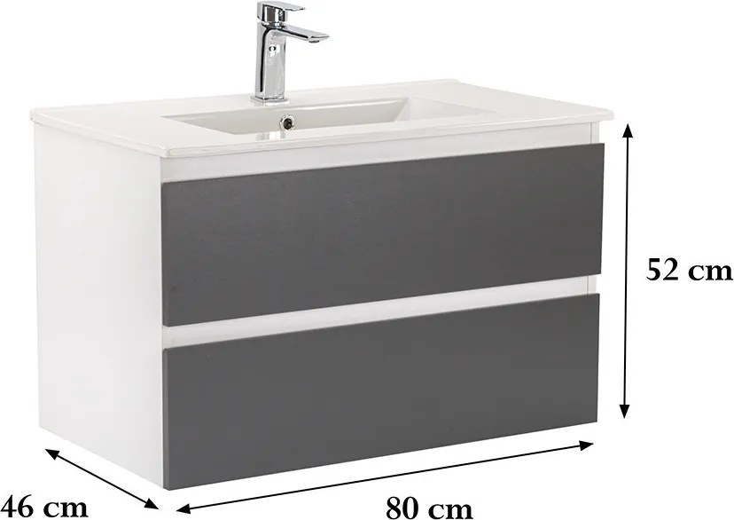 Vario Forte 80 alsó szekrény mosdóval fehér-antracit