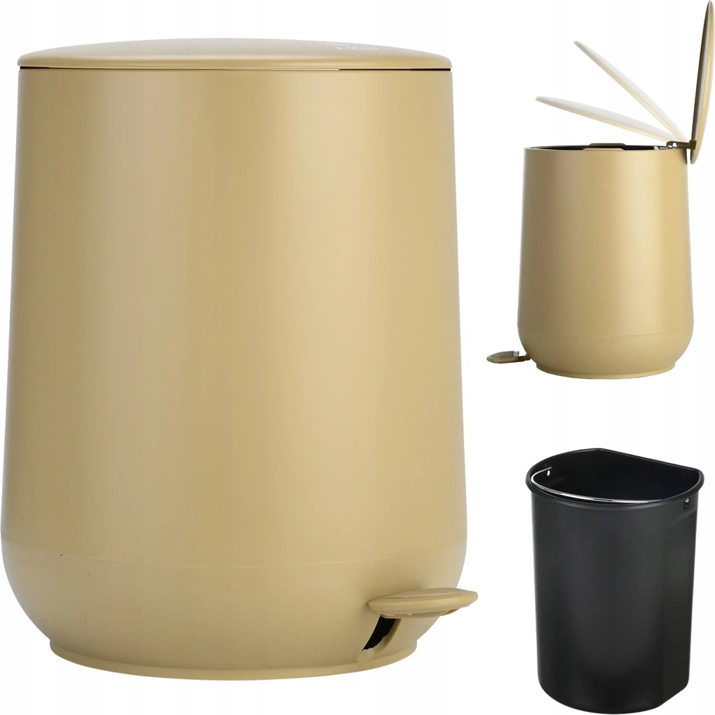 Fürdőszobai Szemeteskosár Hulladékgyűjtő fedéllel 5 L kivehető betéttel sárga