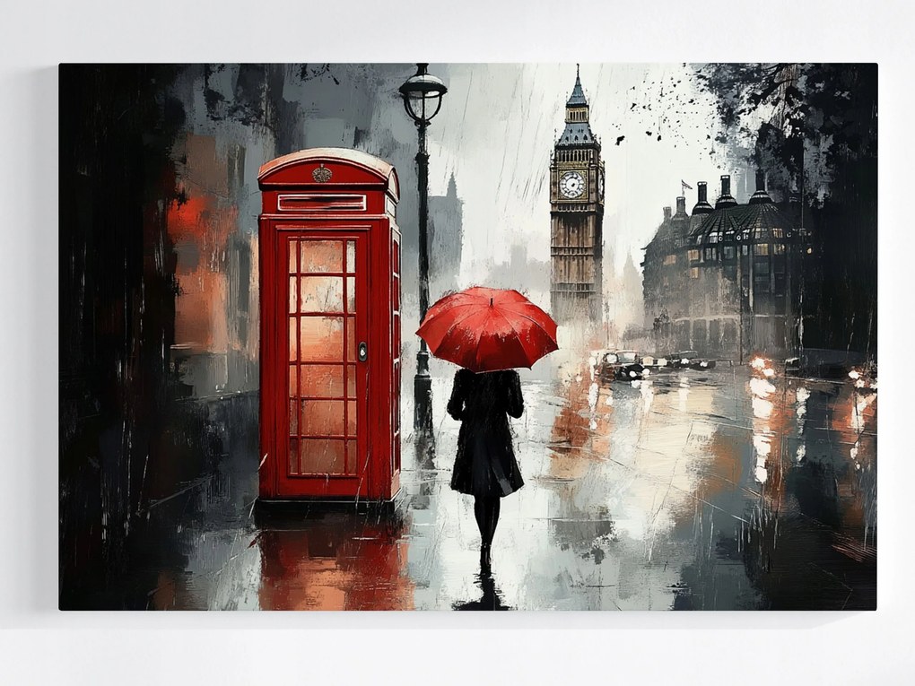 Vászonkép Canvas Város London Séta Eső Nő Esernyő 60x40