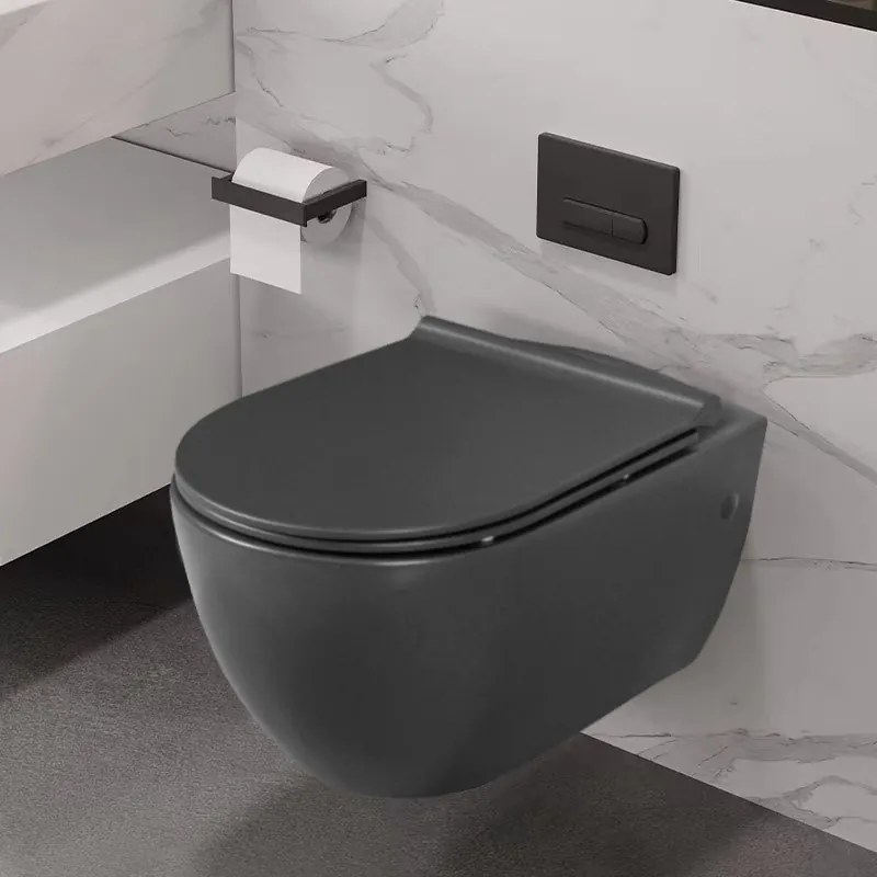 CeraStyle CITY fali WC - MATT FEKETE - rimless - perem nélküli