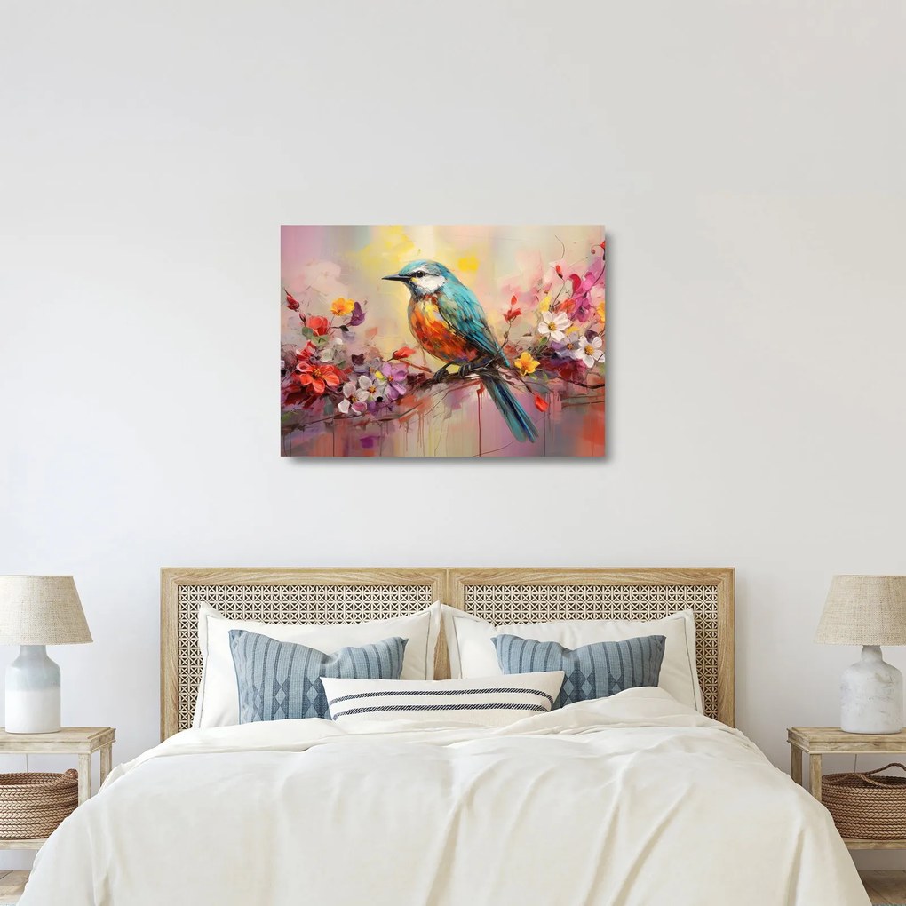 Üveg kép - Egy madár festménye (70x50 cm)