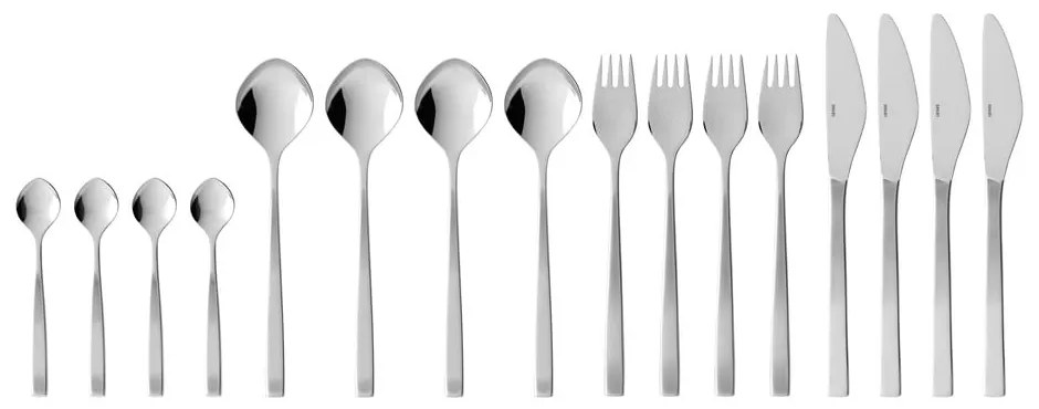 Ezüstszínű rozsdamentes acél evőeszköz készlet 16 db-os Fuga – Gense