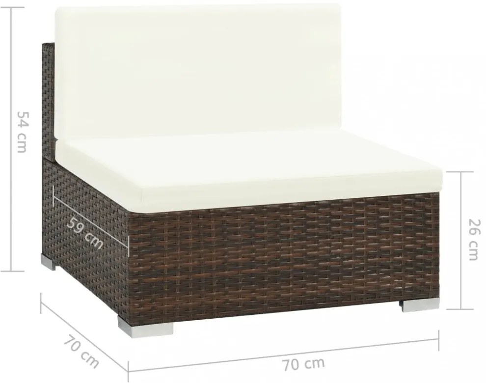 7-részes barna polyrattan kerti bútorszett párnákkal
