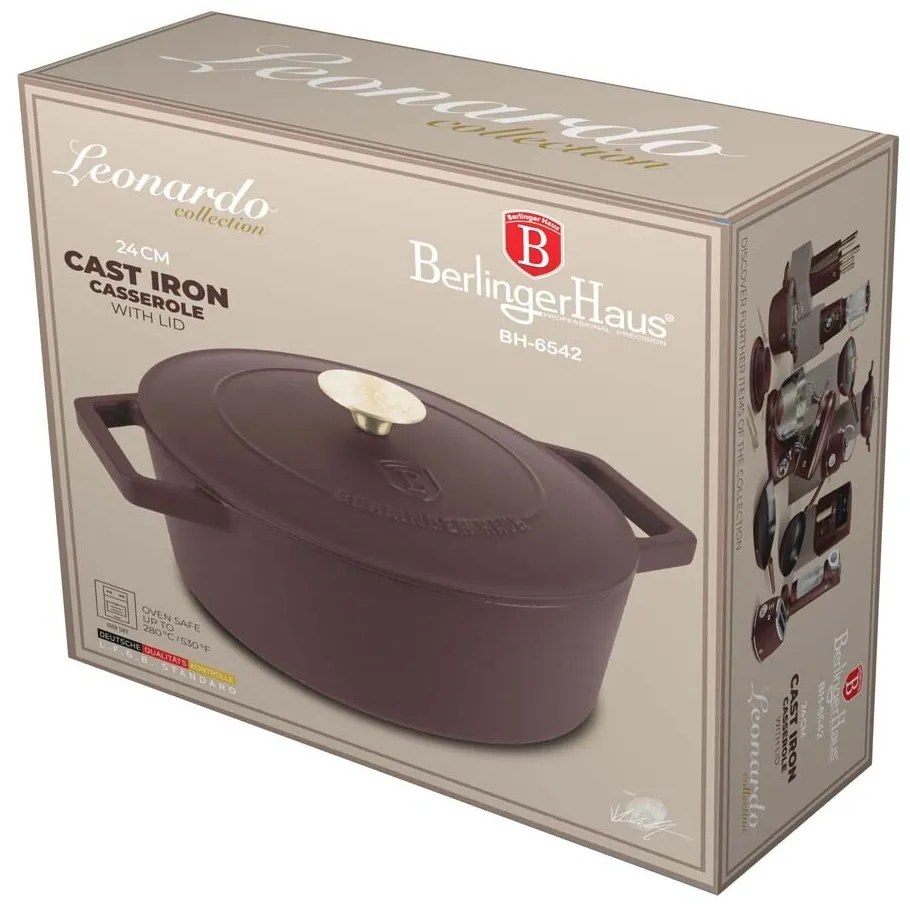 BerlingerHaus Öntöttvas sütőedény fedővel Leonardo 24 cm, 24 cm