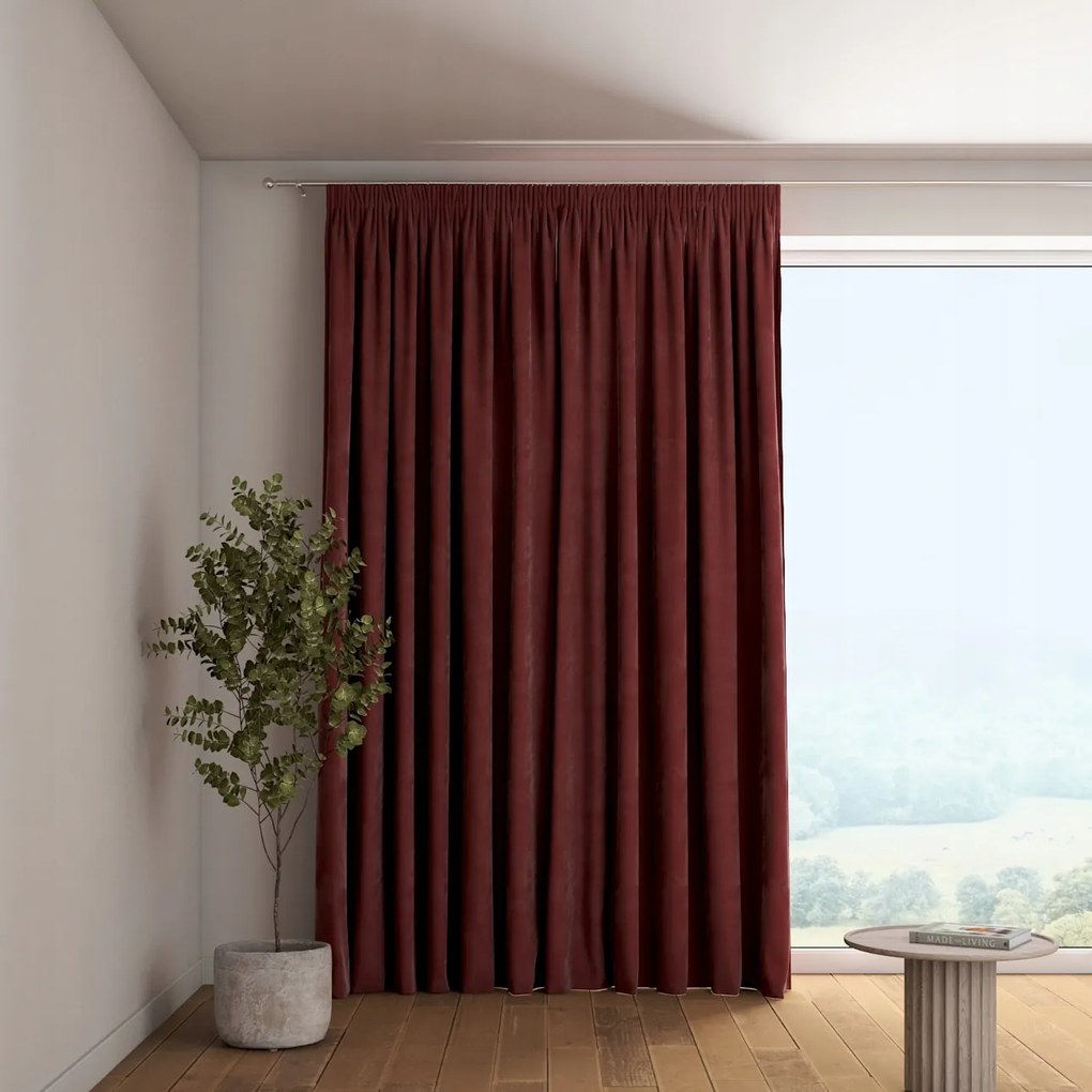 Függöny ráncoló szalaggal 1 db 130x260cm piros