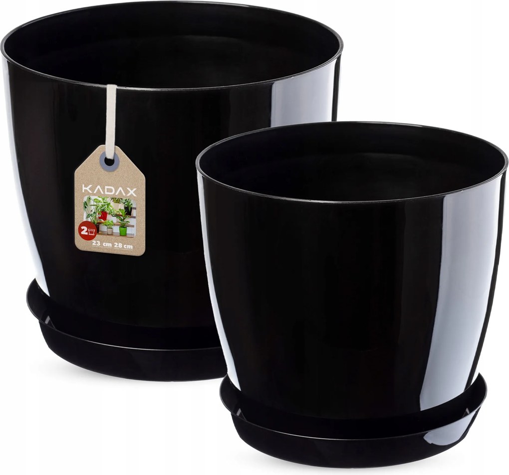 Virágtartó Fedő 23+28cm Virágágyás Állvánnyal Fekete Műanyag 2db