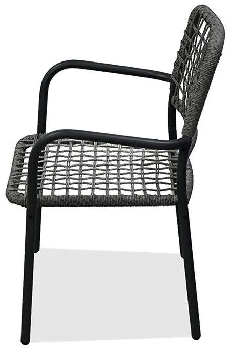 Erkély Bútorszett, Fém + Polyrattan, Szürke. GREY