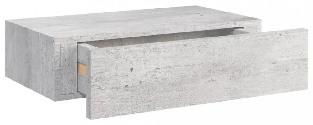 2 db betonszürke MDF falra szerelhető fiókos polc 40x23,5x10 cm