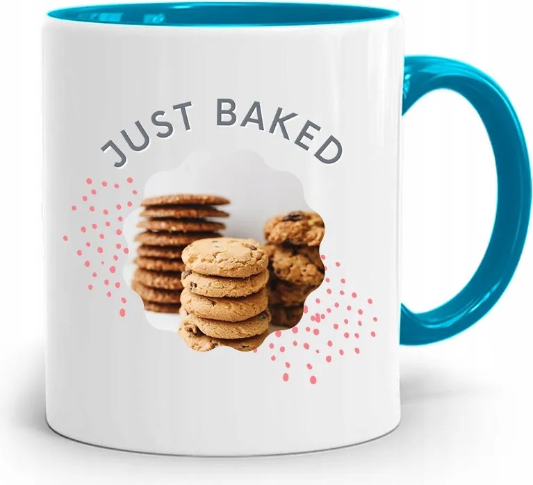 Kék Bögre Ajándék Péknek Just Baked fényképes nyomtatással