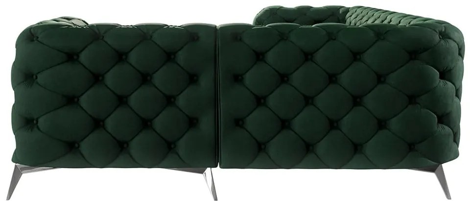 Sötétzöld bársony sarokkanapé (jobb oldali-L alakú) Chelsea – Ropez