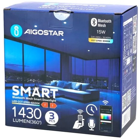 Aigostar-KÉSZLET 3x LED Dimmelhető beépíthető lámpa MESH 15W/230V 2700K-6500K átm. 17cm