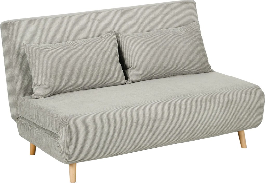 HOMCOM Kanapéágy, Hajtogatható Ágy Funkcióval, Háttámlás párnákkal, Kárpitozott Kanapé Állítható Háttámlával, Egyedi Bolyhos Megjelenés, 141 x 90 x 81