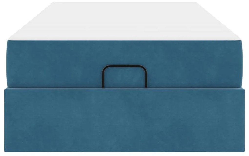 Ágykeret matracmal tárolóval Kék 80 x 200 cm Bársony