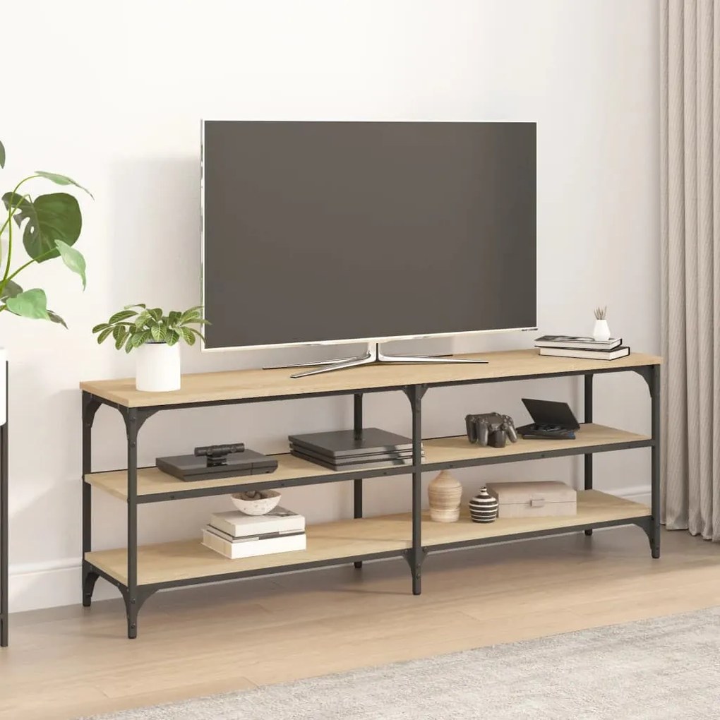 sonoma tölgy színű szerelt fa fali TV-szekrény 140x30x50 cm