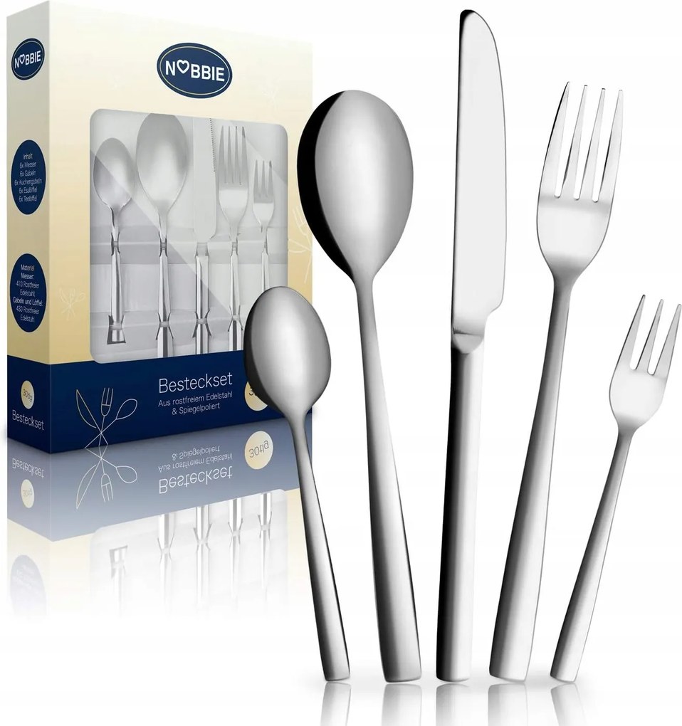 Evőeszköz Szett Rozsdamentes Acél 6 Személyes Nobbie 30 Db-os