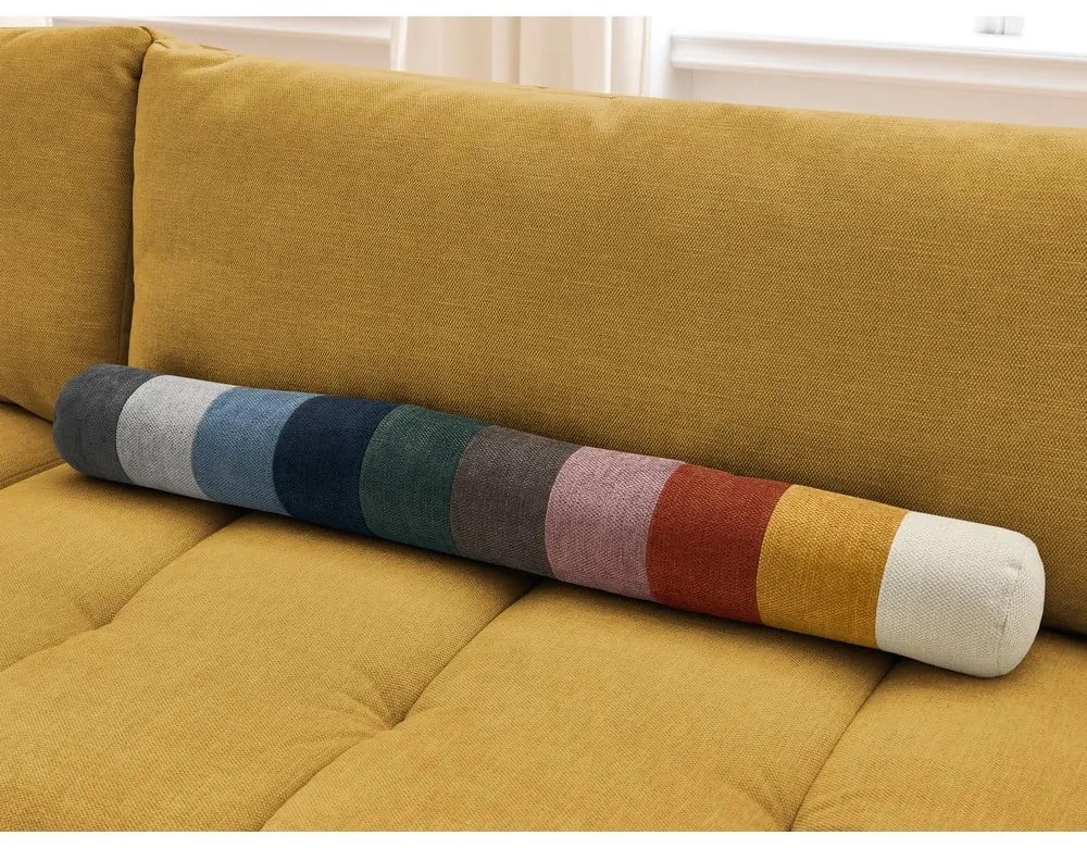 Mustársárga kinyitható-tárolóhelyes sarokkanapé (bal oldali-L alakú) Fuji – Bobochic Paris