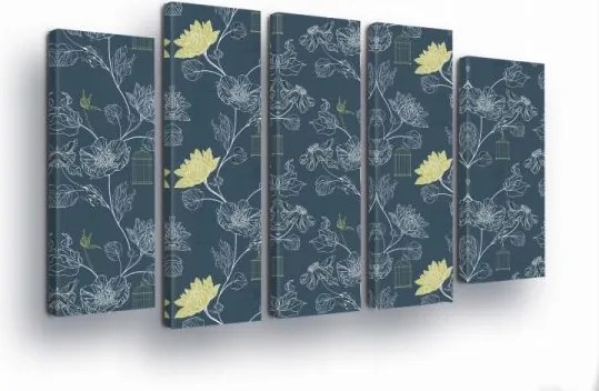 Vászonkép 150x100 Moduláris poliptych keret nélkül virágok madarak vintage loft modern