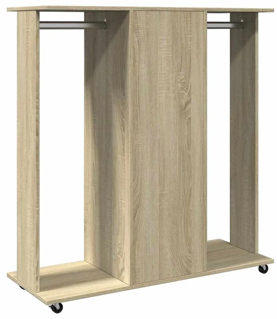 sonoma tölgy szerelt fa ruhásszekrény kerekekkel 102x38x110 cm