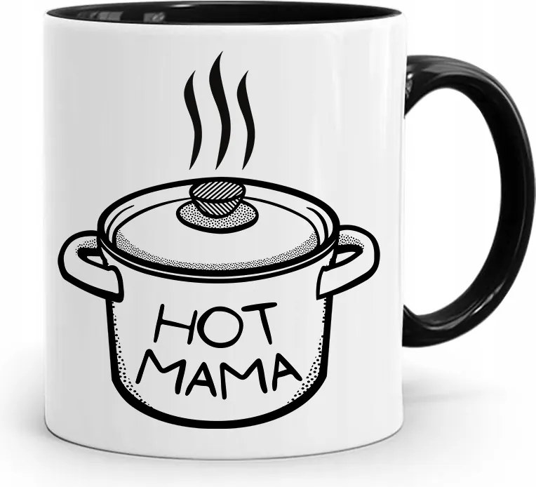 Fekete Bögre Ajándék Anyának Hot Mama fényképes nyomtatással