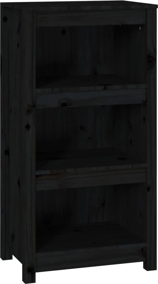 vidaXL fekete tömör fenyőfa könyvszekrény 50 x 35 x 97 cm