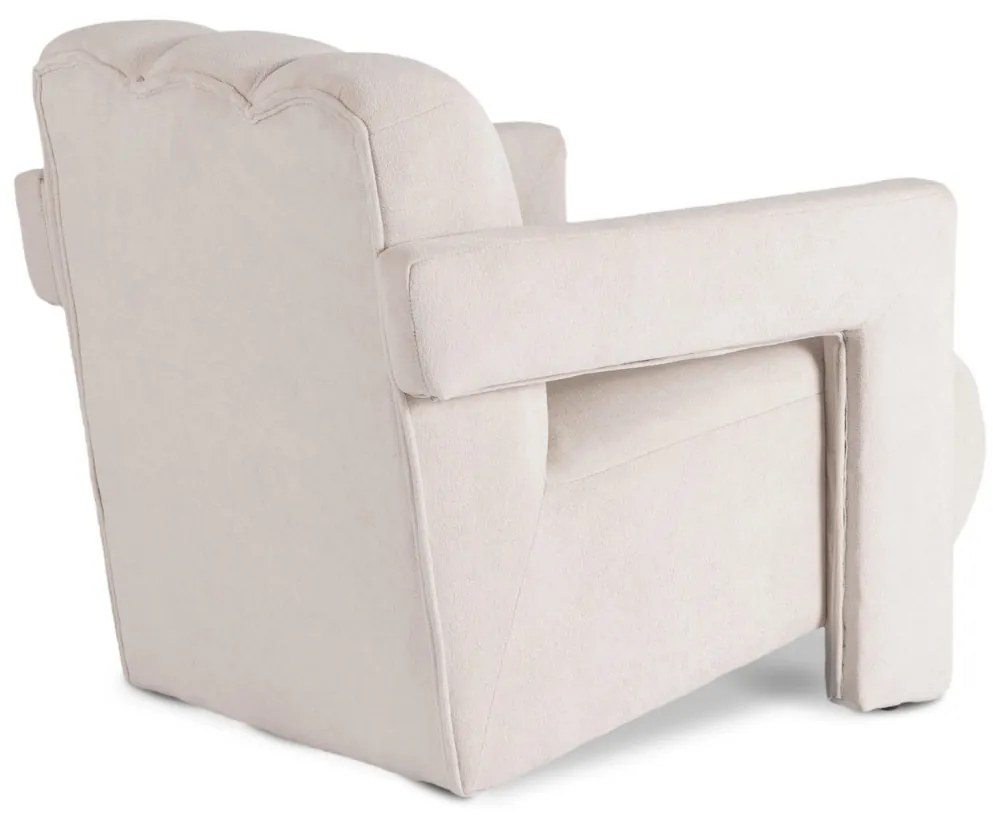 Designer Fotel Krém Bouclé Kárpittal. BENDER