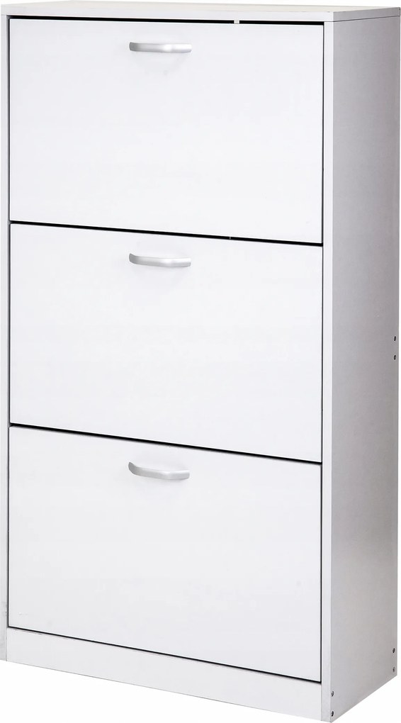 Skandináv Cipőspolc Fehér Szekrény Billenő Tárolórekeszekkel