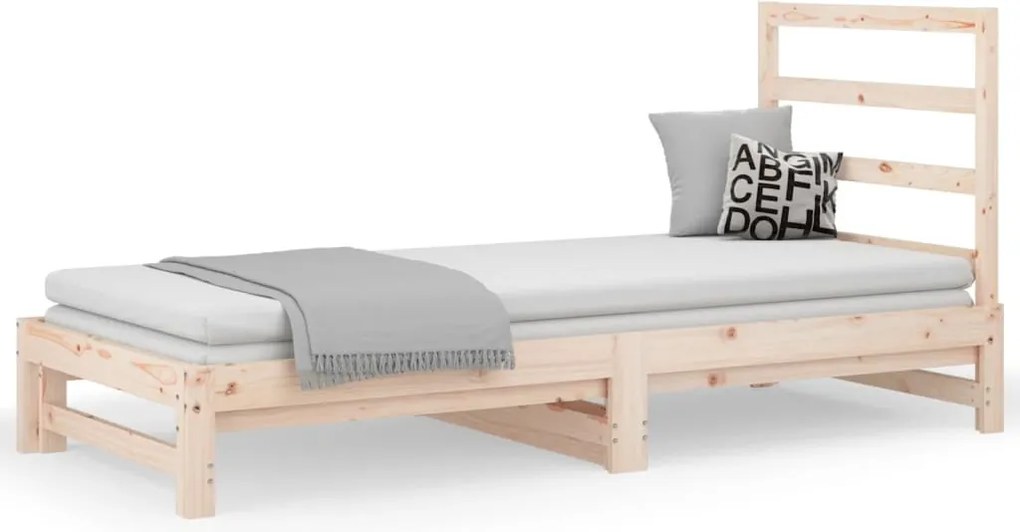 vidaXL tömör fenyőfa kihúzható kanapéágy 2 x (90 x 200) cm