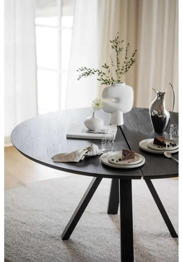 Kerek étkezőasztal tölgyfa asztallappal 150x150 cm Carradale - Rowico