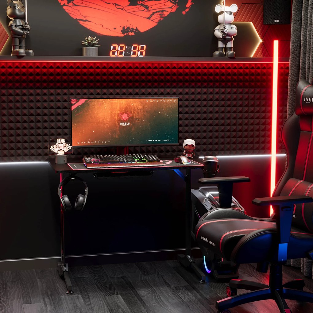 Gamer asztal 100 cm fekete: Diablo X-Mate 1000