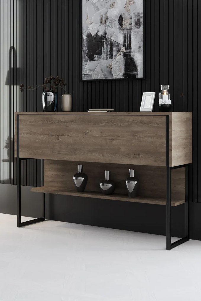 Komód, fekete-dió, 120 cm