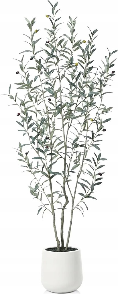 Fopamtri mesterséges olajfa 180 cm gyümölcsökkel fehér kaspó dekoráció