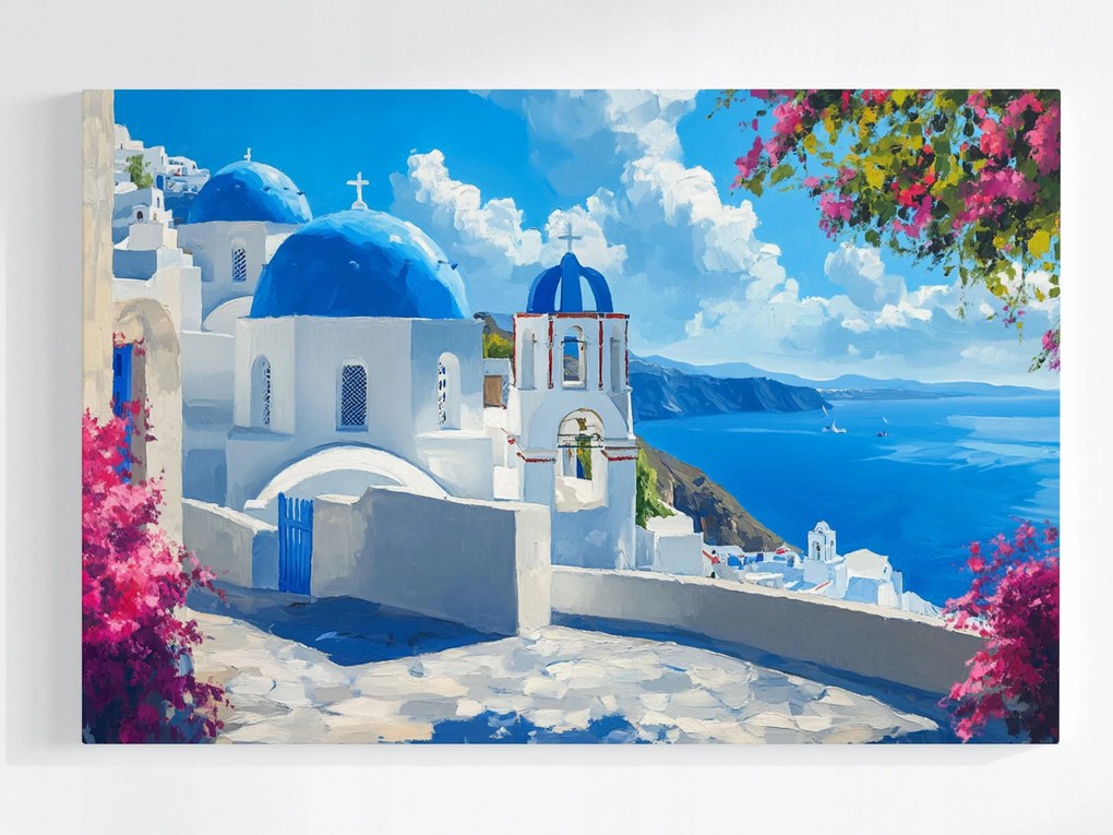 Vászonkép Canvas Tájkép Sziget Tenger Görögország Cikládák Santorini 120x80