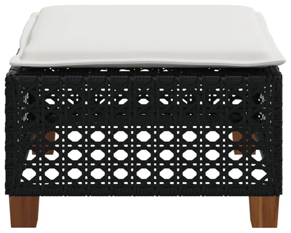 fekete polyrattan kerti szék párnával 63,5 x 56 x 32 cm