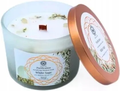 Gyertya kövekkel Tisztítás Fehér zsálya és szelenit 256g