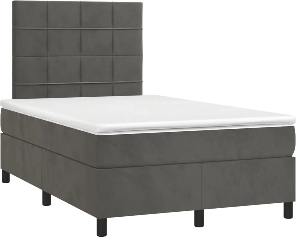 vidaXL sötétszürke bársony rugós ágy matraccal 120x190 cm