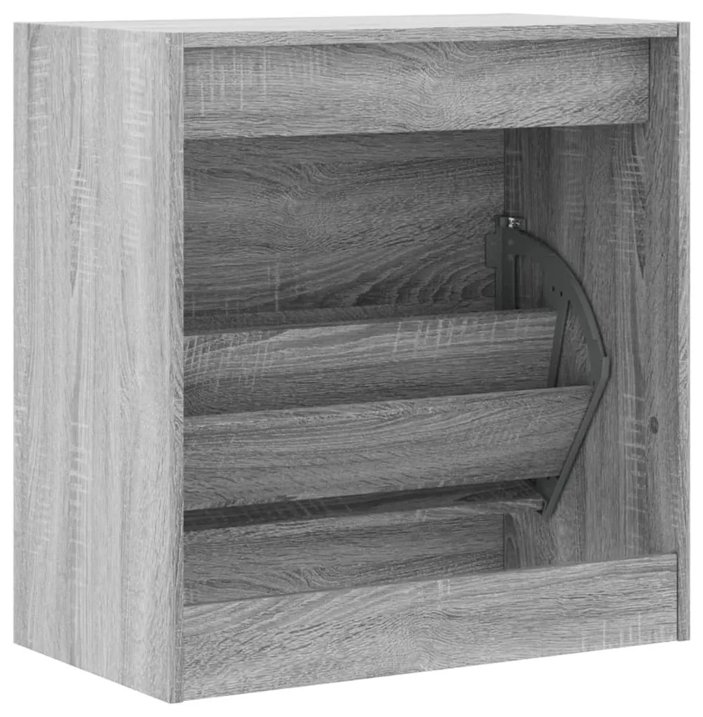 szürke sonoma színű szerelt fa cipőszekrény 60 x 34 x 63,5 cm