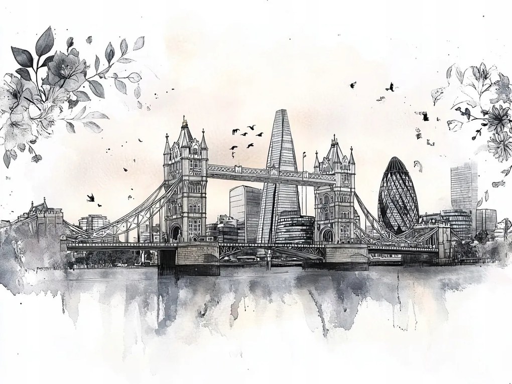 Vászonkép Canvas Város Panoráma Építészet London Vázlat 100x75