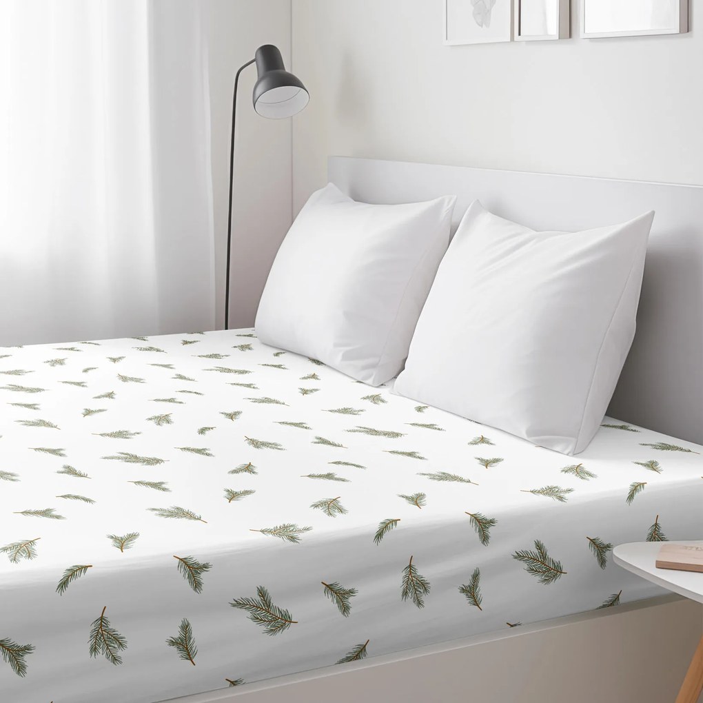Goldea körgumis pamut lepedő - fenyő ág mintás 200 x 200 cm