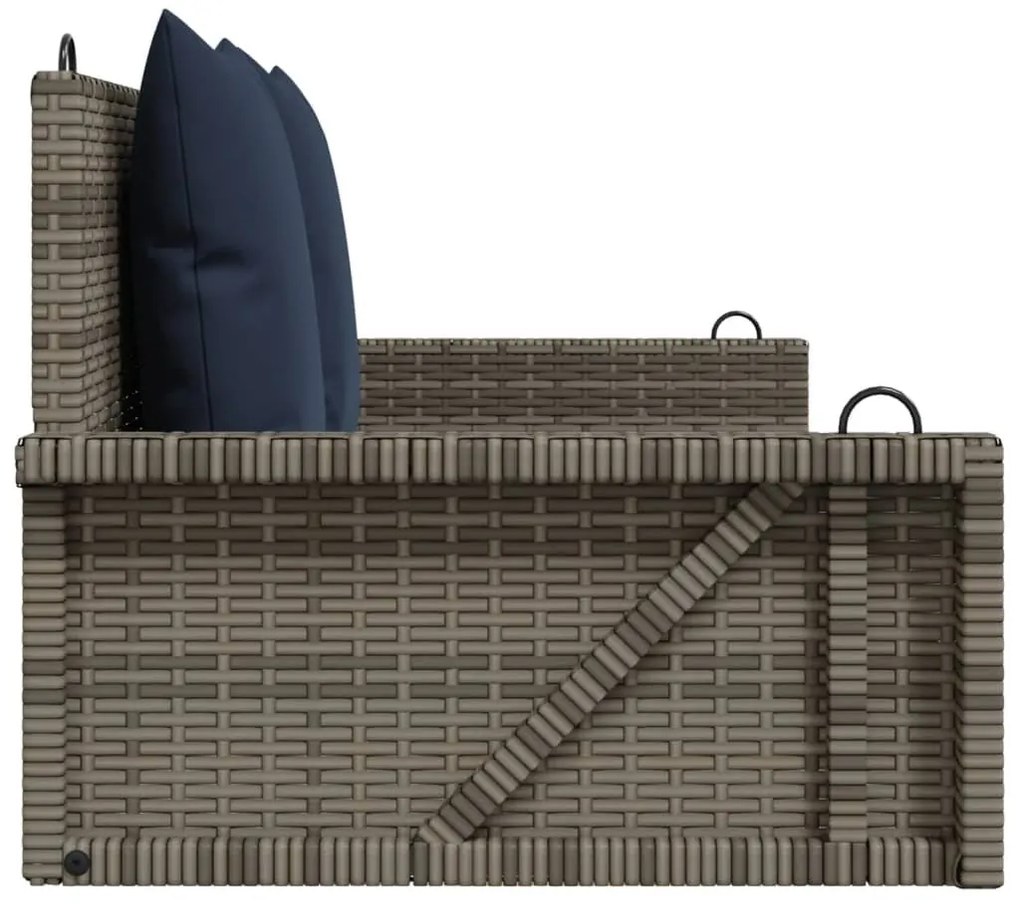 szürke polyrattan hintapad párnákkal 119 x 56 x 48 cm
