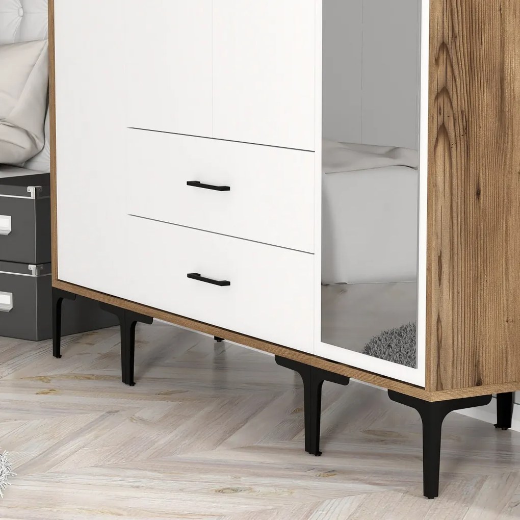 Kumsal gardróbszekrény, dió-fehér, 160 cm – TR845HCT5495